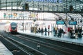 Berlin, 03 October 2017: The central station is called Berlin Hauptbahnhof. People are waiting for the train on the Royalty Free Stock Photo