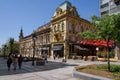 Central Street in Belgrade with Red Umbrellas