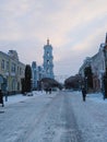 The central street of the city of Sumy, Winter Street Royalty Free Stock Photo