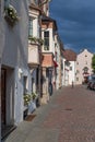 The central street of the picturesque Alpine town Bruneck Brunico Trentino-Alto Adige, Italy