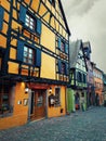 Central street of Riquewihr in Alsace, France Royalty Free Stock Photo