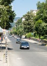 The central street of the town of Smolyan. Bulgaria