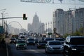 Nur-Sultan / Kazakhstan - 09.30.2020 : The busiest part of the highway in the center of the capital. View of residential and admin