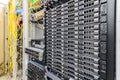 Central technical platform of the Internet provider. There is a lot of telecommunications equipment in the server room. Powerful Royalty Free Stock Photo