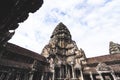 Central tower angkor wat inside the temple Royalty Free Stock Photo