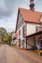 Central town square with stylized buildings at autunm day. Svetlogorsk. Kaliningrad region. Russia Royalty Free Stock Photo