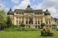 The Central University Library with statue of Carol I, first ki Royalty Free Stock Photo