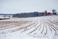 Central Wisconsin farmland with corn crop harvested in January Royalty Free Stock Photo