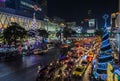 Central World shopping mall illuminated at night, Thailand Royalty Free Stock Photo
