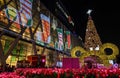 Central World shopping mall at night, welcome to Christmas and H Royalty Free Stock Photo