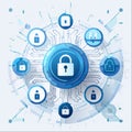 Centralized Cybersecurity Network Shield Royalty Free Stock Photo