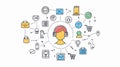Centralized User Icon Connected to Various Communication Networks