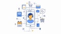 Centralized User Icon Connected to Various Communication Networks