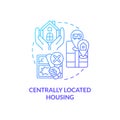 Centrally located housing concept icon