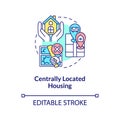 Centrally located housing concept icon