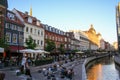 The centre of Aarhus and its canal at sunset, Denmark Royalty Free Stock Photo