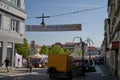 Beroun, Czech Republic - May 8, 2022 - Jan Hus Square on a sunny spring morning