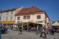 Beroun, Czech Republic - May 8, 2022 - Jan Hus Square on a sunny spring morning