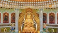 The Centre of Buddhism in Sanya. Temple with Lotus on the ceiling, Golden Buddha and many statues and goddesses.