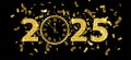 2025 Centre Clock Golden Confetti Black Header