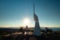 Centre of New Zealand monument at sunset