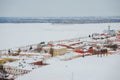 Centre of Nizhny Novgorod. Beautiful Rozhdestvenskaya Street. Rooftops, winter cityscape