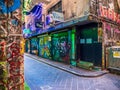 Centre Place Lane in Melbourne, Australia, urban art, shops and cafes