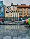 Centre Pompidou, view of the sculptures in the art square, Paris, France