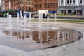 The Centre Square fountain and seating area in the town of Stockton on Tees, UK