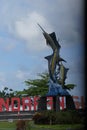 In the centre of town, established symbol in the form of a sword-fish on the area, Indonesia