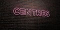 CENTRES -Realistic Neon Sign on Brick Wall background - 3D rendered royalty free stock image