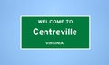 Centreville, Virginia city limit sign. Town sign from the USA. Royalty Free Stock Photo