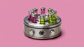 Centrifuge with colorful vials on a pink background Royalty Free Stock Photo