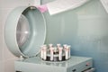 Centrifuge machine with blood test tubes Royalty Free Stock Photo