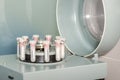 Centrifuge machine with blood test tubes Royalty Free Stock Photo