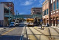 Centro Ybor Complex and colorful streetcar. Ybor City is a historic neighborhood in Tampa. 1 Royalty Free Stock Photo