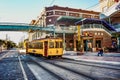 Centro Ybor Complex and colorful streetcar. Ybor City is a historic neighborhood in Tampa. 2 Royalty Free Stock Photo