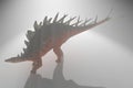 Centrosaur on a black background in the mist Royalty Free Stock Photo