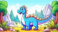 Centrosaurus. Dinosaur, prehistoric background, cartoon style, kids content. Royalty Free Stock Photo