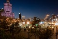 Metro station in the center of Warsaw at night, Poland