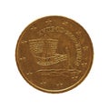 50 cents coin, European Union, Cyprus isolated over white Royalty Free Stock Photo