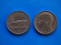 50 cents coin, Kingdom of Italy over blue