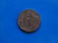 20 cents coin, Kingdom of Italy over blue