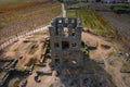 Centum Cellas mysterious ancient tower drone aerial view in Belmonte, Portugal