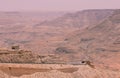 An aerial mountainous view of the Kings Highway in Jordan Royalty Free Stock Photo
