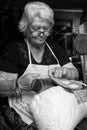 The centuries-old craftsmanship needle lace of Burano. Royalty Free Stock Photo