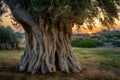 Centuries old olive tree trunk, symbol of endurance and resilience