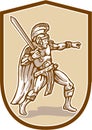 Centurion Roman Soldier Wielding Sword Cartoon