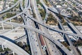 Century Harbor Freeway intersection junction Highway roads traffic America city aerial view photo in Los Angeles Royalty Free Stock Photo