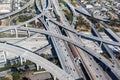 Century Harbor Freeway intersection junction Highway roads traffic America city aerial view photo in Los Angeles Royalty Free Stock Photo